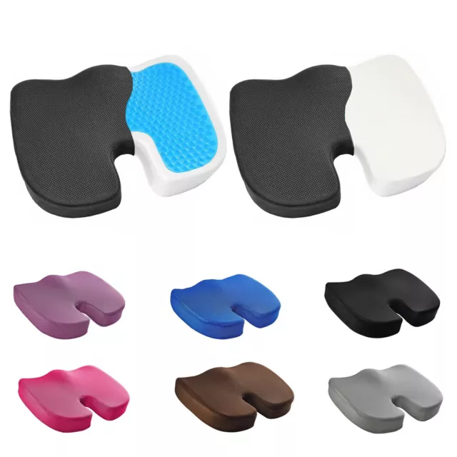 Chair Seat Cushion Pad Cool Gel Memory Foam Pillow Back Coccyx Back Pain Relief