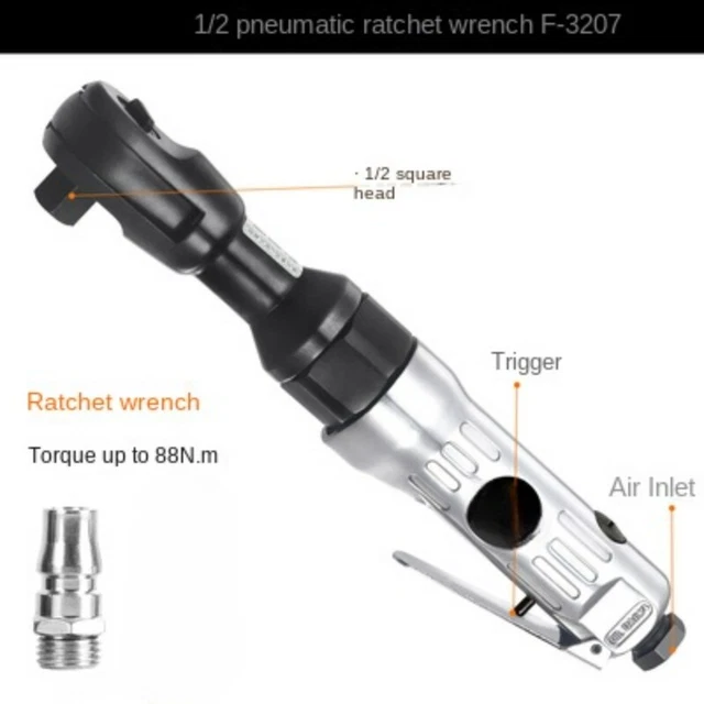 1/2inch 3/8inch Pneumatic Ratchet Wrench 90 Degrees Large Torque Hand Tool