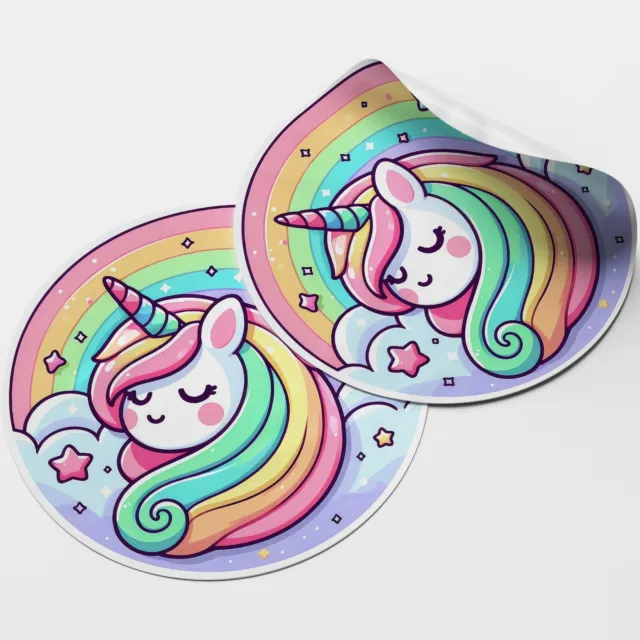 Unicorn 2 Circle Stickers - 25mm - 35mm - 50mm - 60mm Matte or Gloss