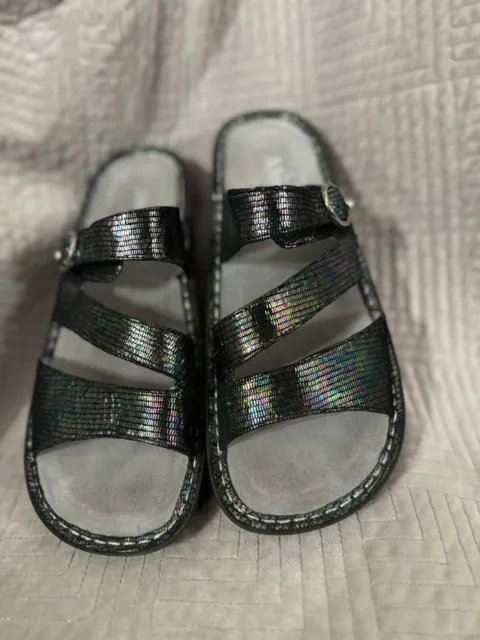 Alegria Womens Slides Sandals Colette Rainbow Metallic Slip Ons EU 40