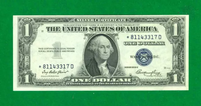$1 1935-E 1 */D Block Blue Seal Silver Certificate Cu. Star
