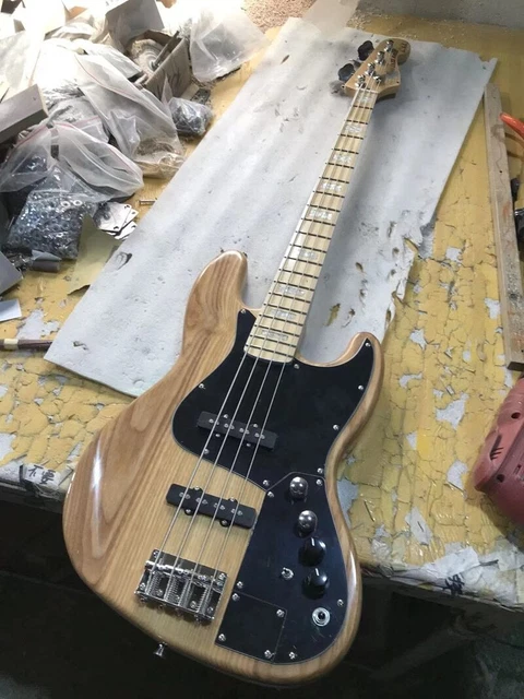 Natural 4 String Jazz Electric Bass Guitar Ash Body Maple Neck Black Pickguard Natural 4 String Jazz Electric Bass Guitar Ash Body Maple Neck Black Pickguard