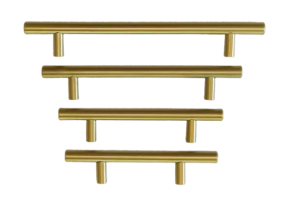 Satin Brass Finish Pull Handles - T Rail Bar - Kitchen Cabinet Drawer Cupboard
