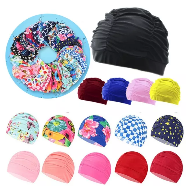 Free size Elastic Nylon Turban Pool Bathing Hats Swimming Cap Long Hair Protect