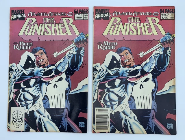 Punisher Annual #2, 1st Punisher & Moon Knight battle, Newsstand & Direct copies