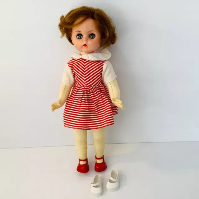 Camay  Vintage Doll Sleep Eyes With  Dress & Two Pairs Of Shoes 14.5 inch Tall