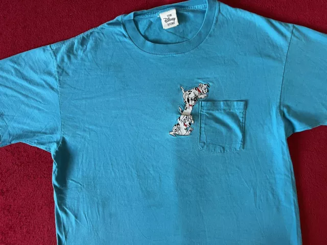 XL Vintage 101 Dalmatians USA Made The Disney Store Single Stitch Pocket T-Shirt