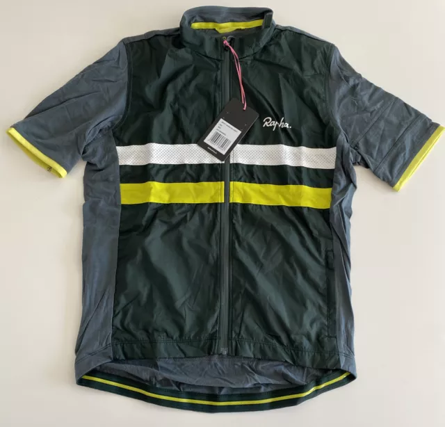 Rapha Brevet SS Windblock Trikot dunkelgrün/weiß brandneu mit Etikett Größe L 3