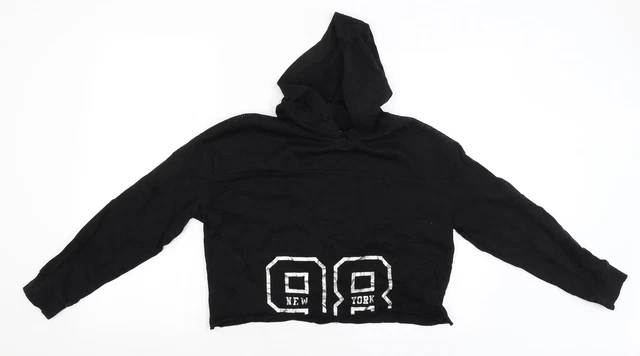 New Look Girls Black  Cotton Pullover Hoodie Size 14-15 Years   - CROPPED