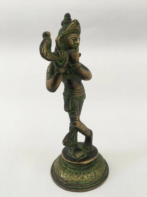 Grande Statue Krishna En Laiton – 15 Pouces – Décoration Intérieure, Inde