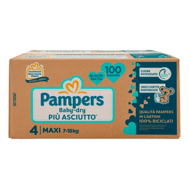 Pannolini Pampers Baby Dry Taglia 4 maxi - MEGA PACK 100 PANNOLINI
