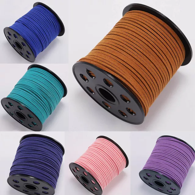 10 Yards Faux Suede Flat Leather Cord Lace String Spool Jewelry Making Beading