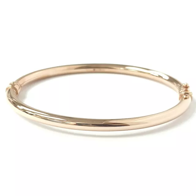 9ct Rose Gold Bangle Ladies Rounded Hinged Safety Catch 5g 6.5 Inch Hallmarked