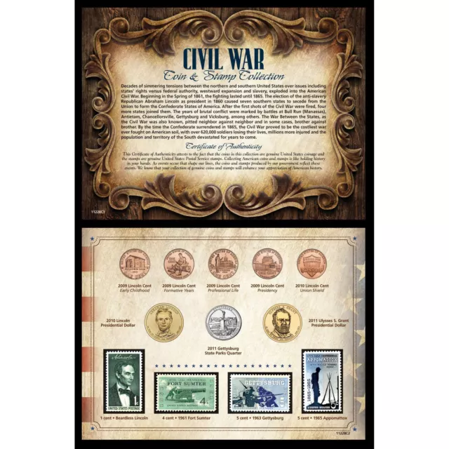 NEW American Coin Treasures Civil War Coin & Stamp Collection 11228