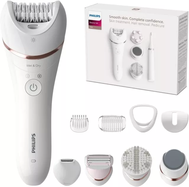 🪒 Set Bellezza Epilatore Philips Serie 9000 Rasoio Pelle Pedicure BRE740/90 🪒