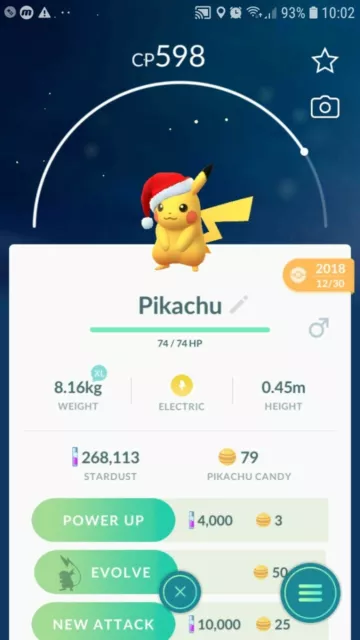 Pikachu ( Santa Hat ) Pokemon Trade Go