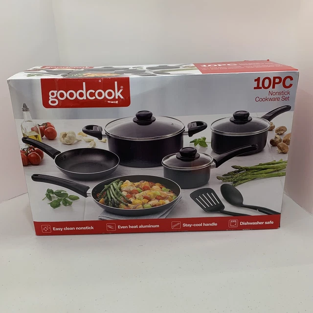 Juego de utensilios de cocina antiadherentes Bradshaw Home Goodcook de 10 piezas - NUEVAS ollas