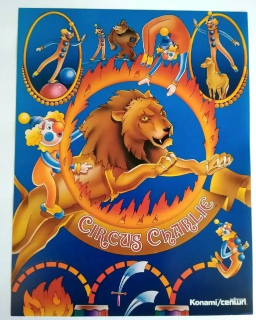 Circus Charlie Arcade FLYER Original 1983 Paper Artwork Retro Gaming Vintage