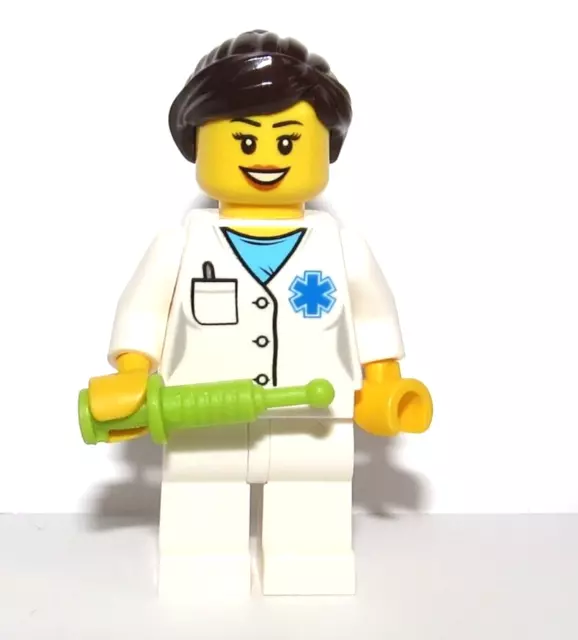 Lego Nurse Minifigure Brown Hair Hospital Paramedic Doctor