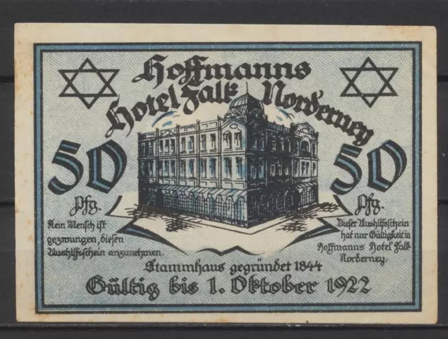 Norderney - Hotel Falk - 1x Notgeld - L 958 - G/M 985.1 - Einzelschein l. gebr.