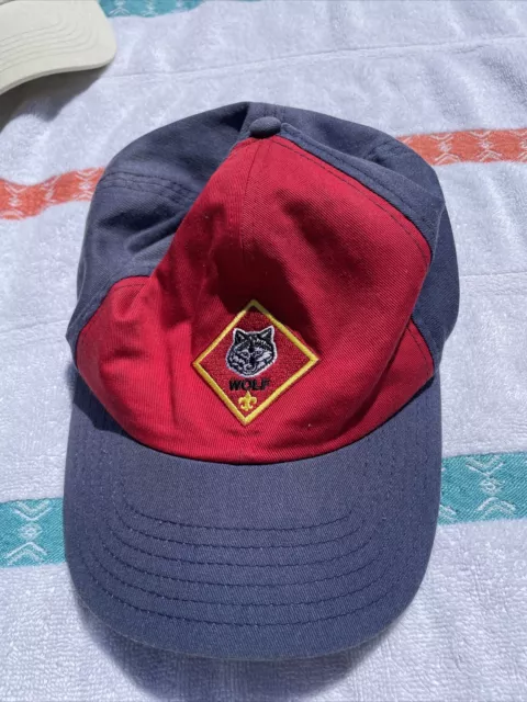 Cub Scouts Wolf Scout Uniform Hat Cap L/G Blue Red BSA Boy Scouts Of America