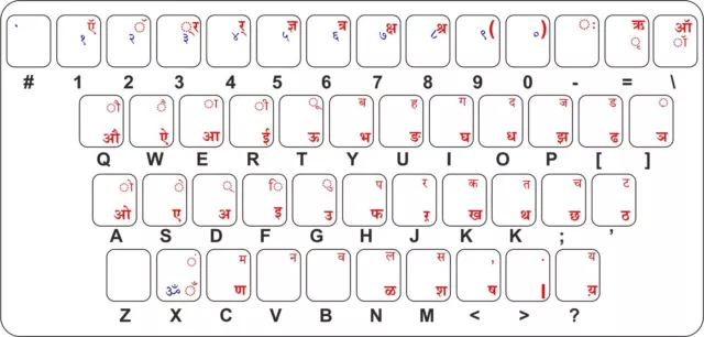 Sticker decal keyboard red letter hindi transparent pc