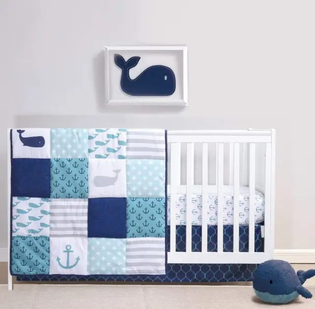 The Peanutshell Nautical Crib Bedding Set For Baby Boys Or Girls - 3 Piece Unise