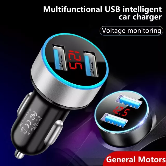 USB Car Socket Dual Fast Charger Phone Cigarette Lighter Power Adapter Plug 12V,