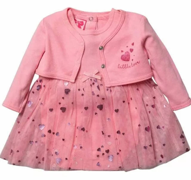 Mini Moi Girls Baby Pink Heart Tu Tu Body Vest & Bolero Set 3, 6, 9 Months