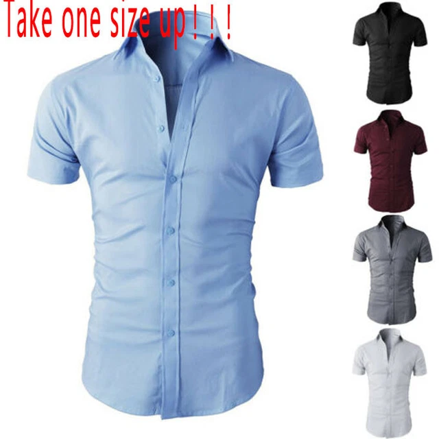 Camicia uomo maniche corte camicia tempo libero formale stretta vestibilità camicia top C8