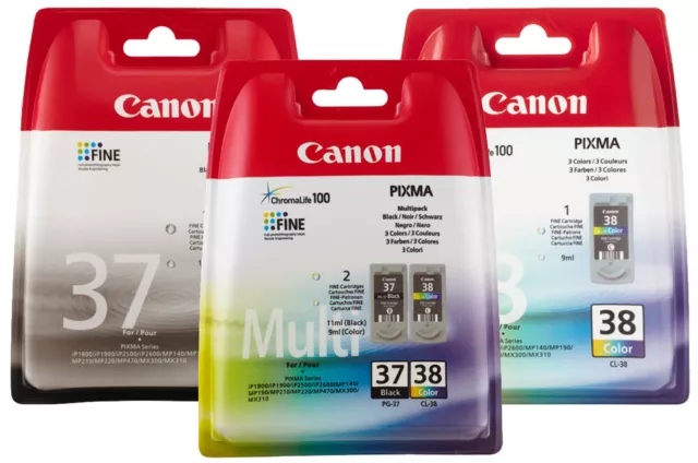 Original Canon PG37+CL38 Drucker Patronen PIXMA IP1800 MP140 MP190 MP210 MP220