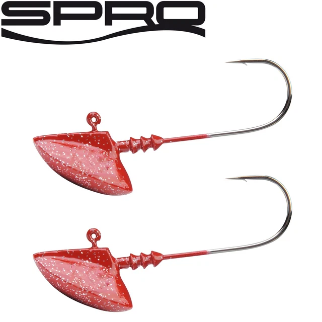 Spro Erie Jighead Red Glitter Jig 22 - 2 Jigköpfe Gamakatsu, Jighaken, Bleiköpfe