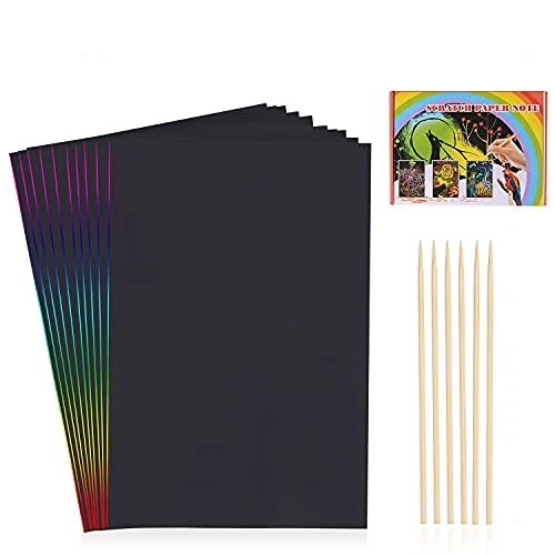 HellDoler Scratch Art Fogli da Grattare 60 Fogli Arcobaleno da Grattare con 4...