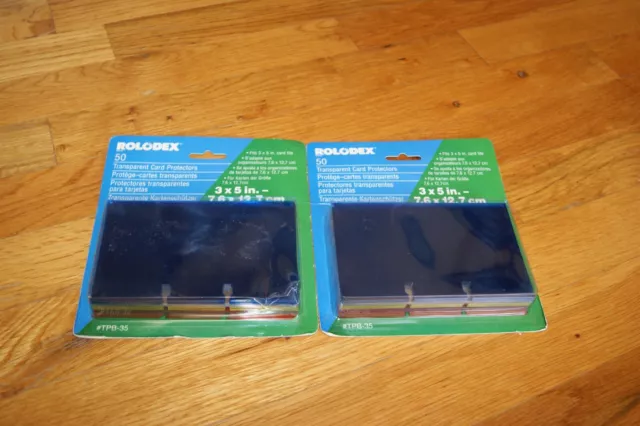 Rolodex 50 Transparent Card Protectors 3" x 5" lot of 2