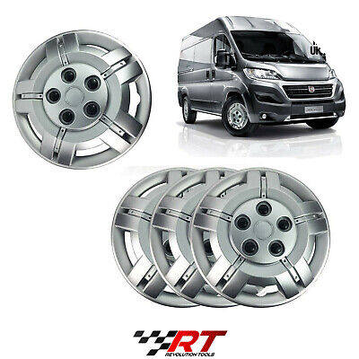 Fiat Ducato Fits 15" Solid Silver Unbreakable Whell Trim Cover Set