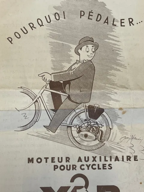 Reclame vélo avec moteur publicité années 1950 moteur auxiliaire cycles Vap3 ABG 3