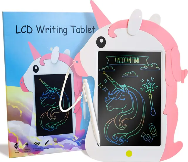 Tableta de escritura LCD Unicornio para niños, almohadilla garabateadora de garabatos de 8,5 pulgadas con tablero,