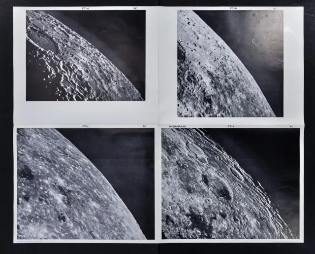 1960 Photographic Lunar Moon Map - 4 Photo Set - Field Inghirami F7 - Craters