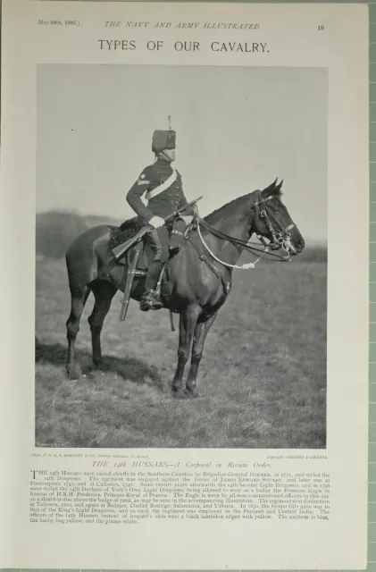 1897 PRINT CAVALRY 14th HUSSARS CORPORAL REVIEW ORDER