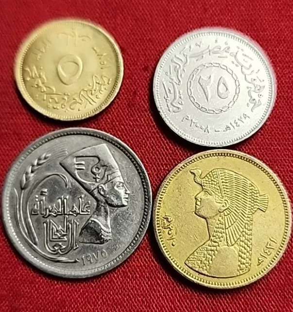 4 Egyptian Coins | Mixed Collectible African Arab  Pharaoh L#ME. 22