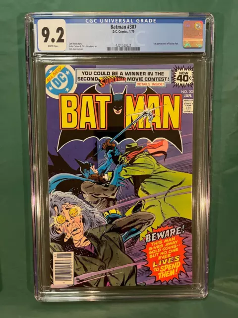 BATMAN #307 CGC 9.2 WP 1979 Key 1ST APPEARANCE OF LUCIUS FOX NEWSSTAND EDITION