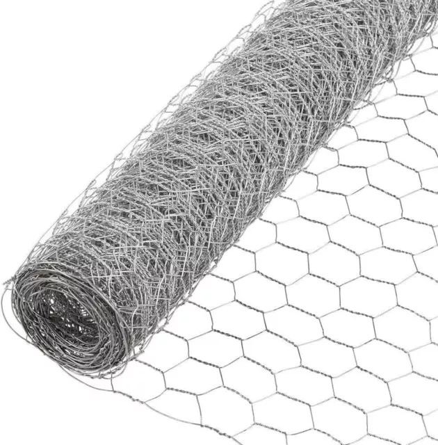 25 Feet Silver Galvanized Chicken Wire Mesh Fence Garden Outdoor Space Cover