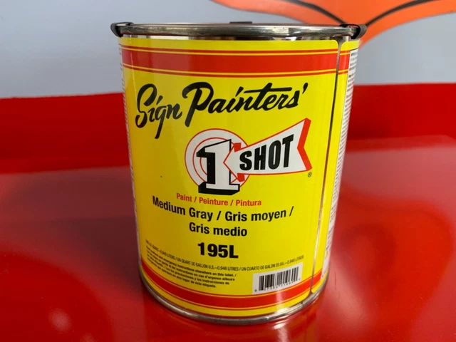 1 Shot SIGN Paint Lettering Enamel Pinstriping 195L MEDIUM GRAY One 1 Quart