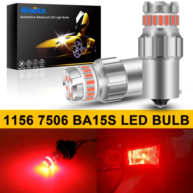 2Pcs 1156 Red LED Strobe Flashing Blinking 5 Times Brake Tail Light/Parking Bulb