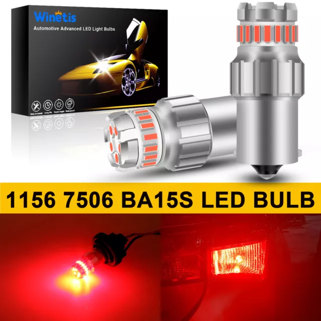 2Pcs 1156 Red LED Strobe Flashing Blinking 5 Times Brake Tail Light/Parking Bulb