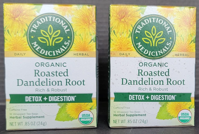 32 ORGANIC ROASTED Dandelion Root Herbal Tea Bags, 2x 16, Traditional ...
