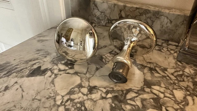Pair of Antique Mercury Glass 3 Inch Curtain Tie Back Knobs Set of 2