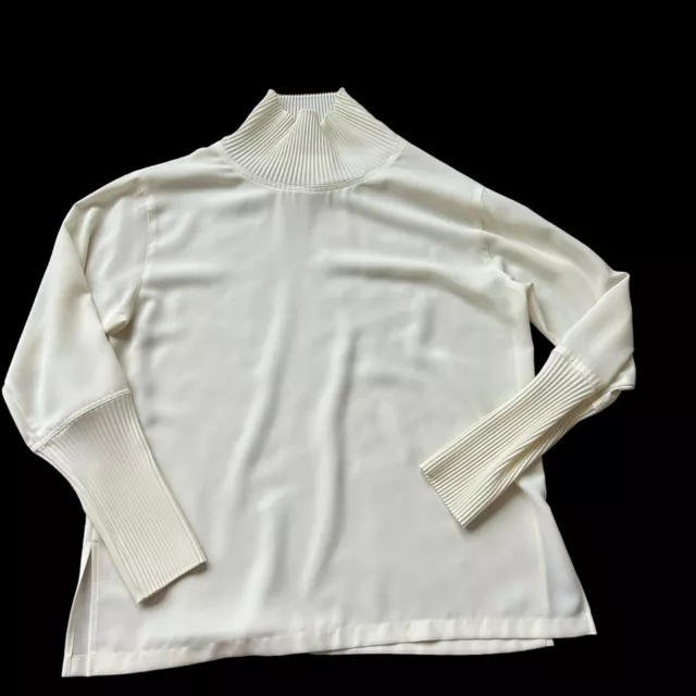 Vintage MATSUDA Nicole Tokyo Japan Ivory Long Sleeve Top/Blouse Pleats Size 40/8