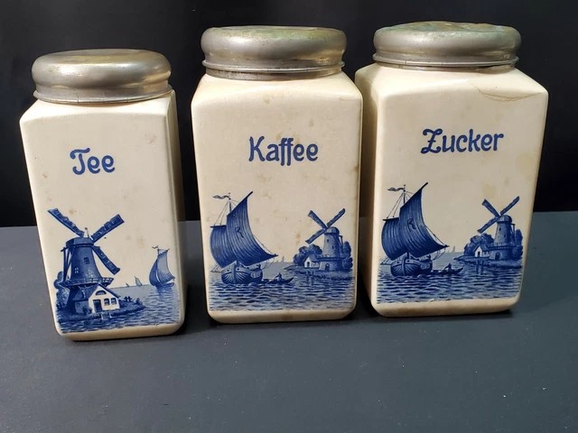 Villeroy Boch Mettlach Windmill Canister Set. Tee, Kaffee, Lucker