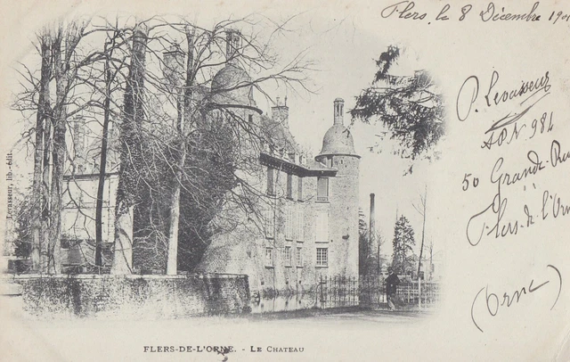 CPA 61 NORMANDIE - près Argentan FLERS DE L' ORNE - Le Château 1901 animée